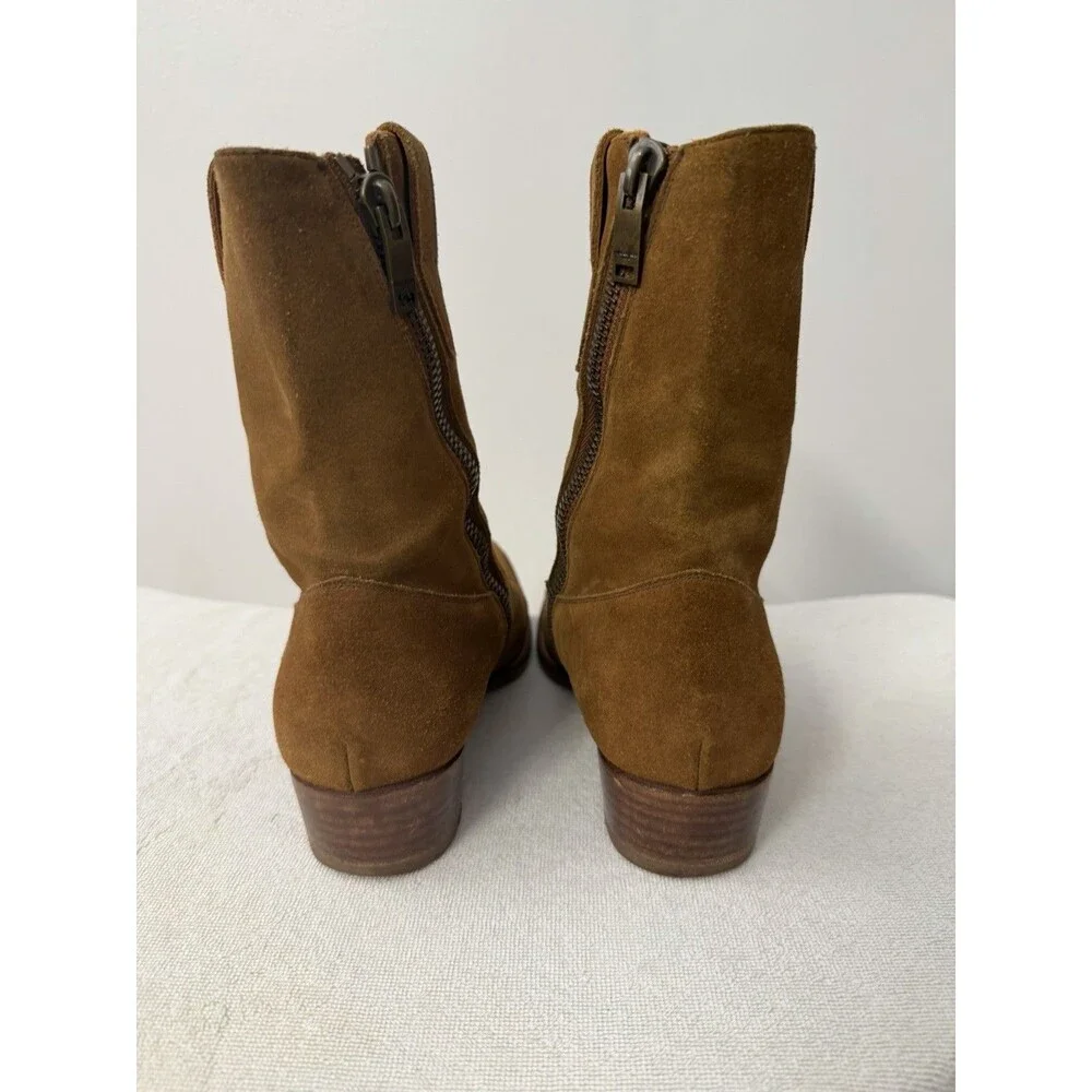 Saint Laurent Wyatt Brown Suede Leather Side Zip Boots EU 39 Italy